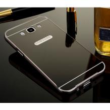 Луксозен алуминиев бъмпер с твърд гръб за Samsung Galaxy S8 G950 - черен / огледален