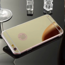 Луксозен силиконов калъф / гръб / TPU за Apple iPhone 7 Plus - златист / огледален
