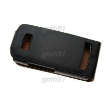 Кожен калъф Flip за Nokia Asha 303 - Черен