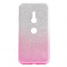 Силиконов калъф / гръб / TPU за Sony Xperia XZ2 - преливащ / сребристо и розово / брокат
