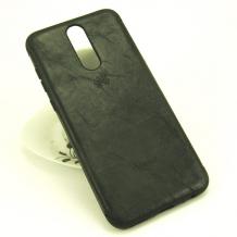 Луксозен силиконов калъф / гръб / TPU за Huawei Mate 10 Lite - черен / кожа