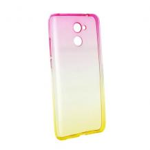 Силиконов калъф / гръб / TPU за Huawei Y7 - жълто и розово / преливащ