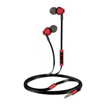 Оригинални стерео слушалки / Remax RM-610D Premium In-Ear Headphones with Mic - черни с червено