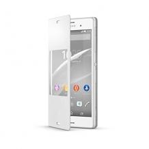 Оригинален кожен калъф Flip Cover Smart Window S View / SCR24 за Sony Xperia Z3 - бял