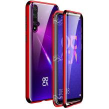 Магнитен калъф Bumper Case 360° FULL за Huawei Honor 20 / Huawei Nova 5T - прозрачен / червена рамка