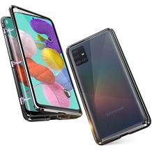 Магнитен калъф Bumper Case 360° FULL за Samsung Galaxy S10 Lite / A91 - прозрачен / черна рамка
