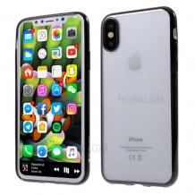 Оригинален силиконов калъф / гръб / TPU G-Case Plating за Apple iPhone X - прозрачен / черен кант