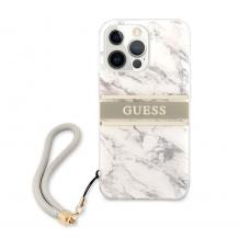 Оригинален гръб Guess Marble с връзка за Apple iPhone 13 Pro Max 6.7" - бял / мрамор