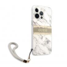 Оригинален гръб Guess Marble с връзка за Apple iPhone 13 Pro Max 6.7" - бял / мрамор