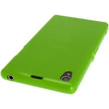 Силиконов гръб / калъф / ТПУ за Sony Xperia Z1 L39h - зелен / гланц