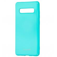 Силиконов калъф / гръб / Molan Cano Glossy Jelly Case за Samsung Galaxy S10 Plus - тюркоаз / гланц / брокат