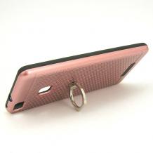 Твърд гръб MOTOMO TPU + PC Hybrid Case със стойка за Huawei P9 Lite - Rose Gold / черен кант