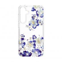 Луксозен силиконов калъф / кейс / Floral Case TPU за Samsung Galaxy A16 - прозрачен / сини цветя