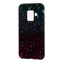 Луксозен силиконов калъф / гръб / TPU за Samsung Galaxy A6 2018 - метеор / синьо с розово