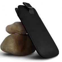 Кожен калъф с издърпване тип джоб за Sony Xperia L S36h - черен