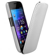 Кожен калъф Flip тефтер за Samsung i9250 Galaxy Nexus - Carbon Бял