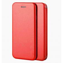 Луксозен кожен калъф Flip тефтер със стойка OPEN за Huawei Y6 2019 - червен
