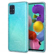 Оригинален гръб TPU Spigen Liquid Crystal Glitter Case за Samsung Galaxy A51 - прозрачен / брокат