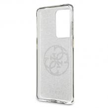 Оригинален силиконов гръб Guess Glitter за Samsung Galaxy S20 Ultra - прозрачен / брокат