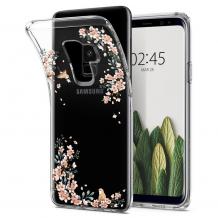 Оригинален силиконов калъф / гръб / TPU Spigen Liquid Crystal Blossom Nature Case за Samsung Galaxy S9 G960 - прозрачен