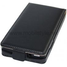 Кожен калъф тип SLIM Flip за Nokia Asha 305 - черен