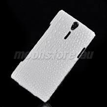 Кожен калъф Flip за Sony Xperia S Lt26i - Croco / бял
