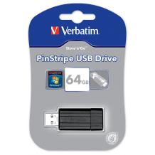 USB Flash памет Verbatim PinStripe 64 GB - черна