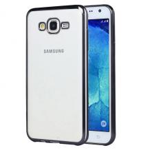 Луксозен силиконов калъф / гръб / TPU за Samsung Galaxy Grand Prime G530 - прозрачен / черен кант