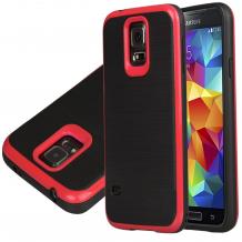 Луксозен силиконов калъф / гръб / TPU ROYCE за Samsung G900 Galaxy S5 / Galaxy S5 Neo G903 - черен / червен кант