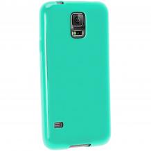 Ултра тънък силиконов калъф / гръб / TPU Ultra Thin Candy Case за Samsung G900 Galaxy S5 i9600 / Galaxy S5 Neo G903 - син / брокат