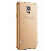 Луксозен алуминиев бъмпер с твърд гръб Magic Skin за Samsung Galaxy S5 G900 / Galaxy S5 Neo G903 - златен