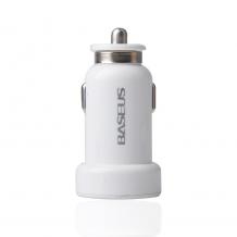 Универсално зарядно за кола Baseus Tiny Series double Car Charger / Input: 12-24V / Output: USB1: 5V-3A; USB2: 5V-3A - бяло