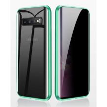 Магнитен калъф Bumper Case 360° FULL за Samsung Galaxy S10 - прозрачен / зелена рамка