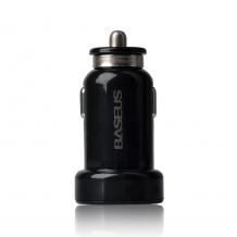 Универсално зарядно за кола Baseus Tiny Series double Car Charger / Input: 12-24V / Output: USB1: 5V-3A; USB2: 5V-3A - черно