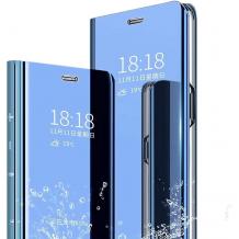 Луксозен калъф Clear View Cover с твърд гръб за Realme C21 - син