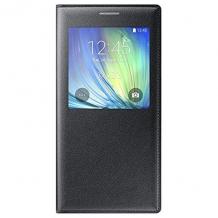 Кожен калъф Flip Cover S-View тип тефтер за Samsung J500 Galaxy J5 - черен