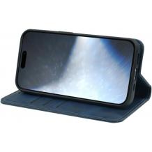 Кожен калъф Flip тефтер Magnetic Book със стойка за Samsung Galaxy S25 FE - тъмносин