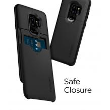Оригинален гръб TPU Spigen Slim Armor с твърда част и слот за карта за Samsung Galaxy S9 Plus G965 - черен