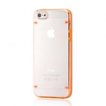 Силиконов калъф с твърд гръб за Apple iPhone 5 - с оранжев кант