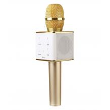 Караоке микрофон с вградени стерео високоговорители / Bluetooth Wireless Microphone Hifi Speaker Q7 - Gold