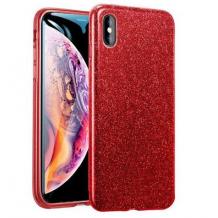 Силиконов калъф / гръб / TPU за Samsung Galaxy A50 / A50S / A30S  - червен / брокат