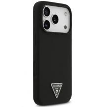 Оригинален силиконов калъф / гръб / GUESS Liquid Silicone Triangle Logo с безжично зареждане MagSafe кейс за Apple iPhone 17 Pro (6.3) - черен