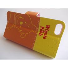 Кожен калъф Flip тефтер със стойка за Apple iPhone 5 / iPhone 5S - Winnie the Pooh / оранжев