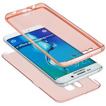 Силиконов калъф / гръб / TPU 360° за Samsung Galaxy S7 Edge G935 - розов / 2 части / лице и гръб