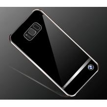 Оригинален твърд гръб BMW Mirror Electroplated Metal Hard Case за Samsung Galaxy S8 G950 - черен / сребрист кант