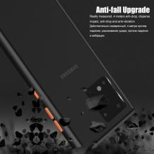 Луксозен твърд гръб със силиконов кант за Samsung Galaxy A71 – прозрачен мат / черен кант