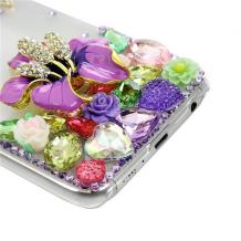 Луксозен твърд гръб с камъни 3D Luxury Diamond Bling Rhinestone Case за Samsung Galaxy S6 G920 - прозрачен / Clear Butterflies and Flowers