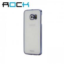 Луксозен калъф Rock Neon Series за Samsung Galaxy S6 Edge G925 - прозрачен със син кант