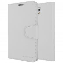 Луксозен кожен калъф Flip тефтер със стойка Mercury Goospery Sonata Diary Case за Samsung Galaxy Note 4 N910 / Samsung Note 4 - бял