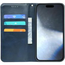 Кожен калъф Flip тефтер Magnetic Book със стойка за Motorola Moto G35 5G - тъмно син